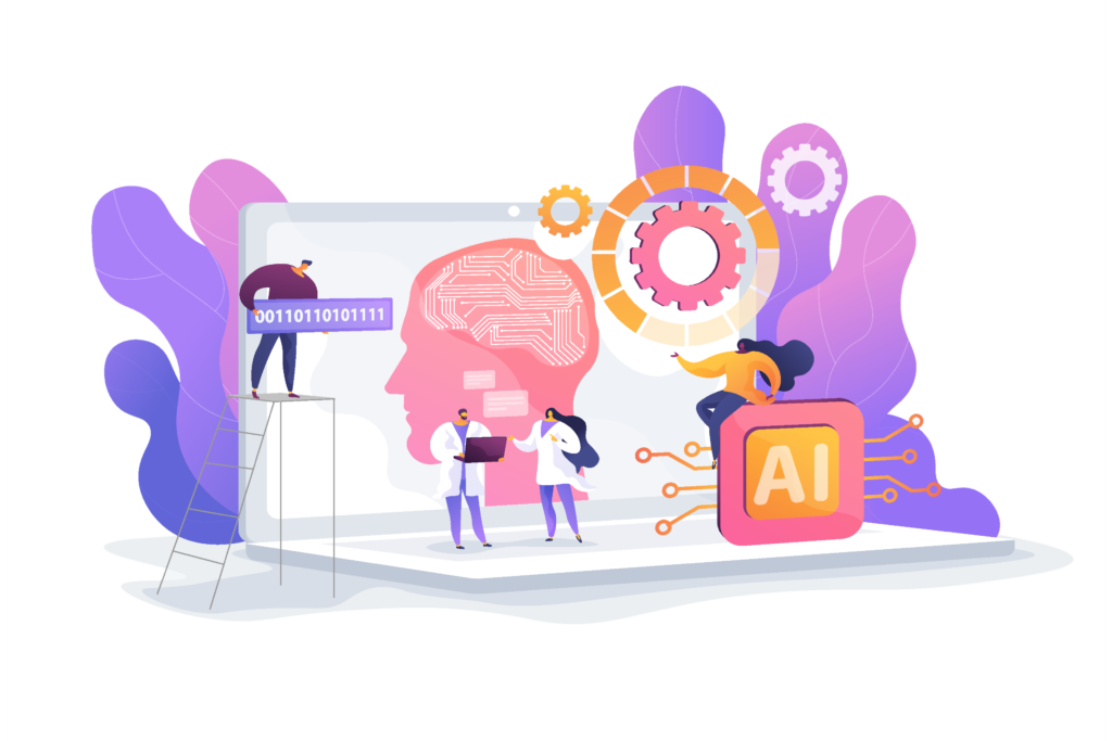 Illustration of a team building intelligent business automation